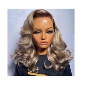 Silver Ash Blonde Human Hair Lace Wig 14-16 Inches Pre-Layered and Styled